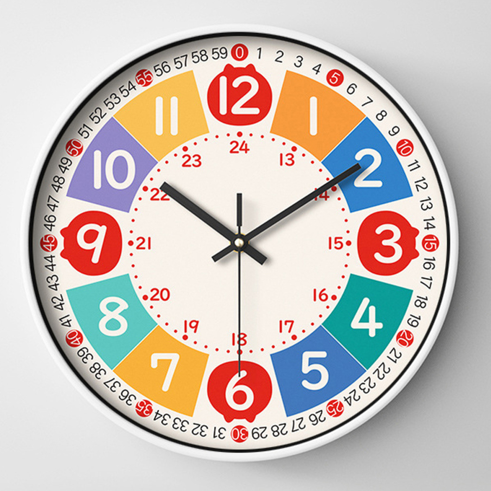 知育時計 静か 時計 アナログ 静音 通販 壁掛け 掛け時計 壁掛け時計 学習時計 アナログ時計 知育玩具 カラフル 大文字 時間管理 学習 キッズ 子供用 知育時計 | BACKYARD FAMILY | 02