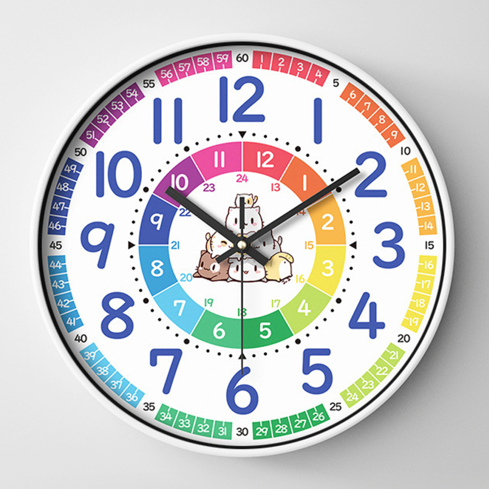 知育時計 静か 時計 アナログ 静音 通販 壁掛け 掛け時計 壁掛け時計 学習時計 アナログ時計 知育玩具 カラフル 大文字 時間管理 学習 キッズ 子供用 知育時計 | BACKYARD FAMILY | 05