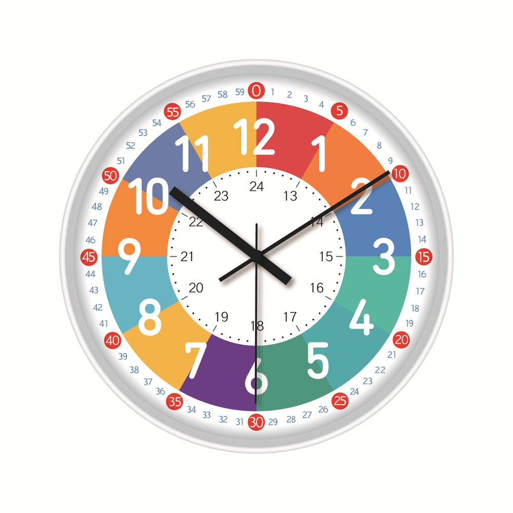 知育時計 静か 時計 アナログ 静音 通販 壁掛け 掛け時計 壁掛け時計 学習時計 アナログ時計 知育玩具 カラフル 大文字 時間管理 学習 キッズ 子供用 知育時計 | BACKYARD FAMILY | 01