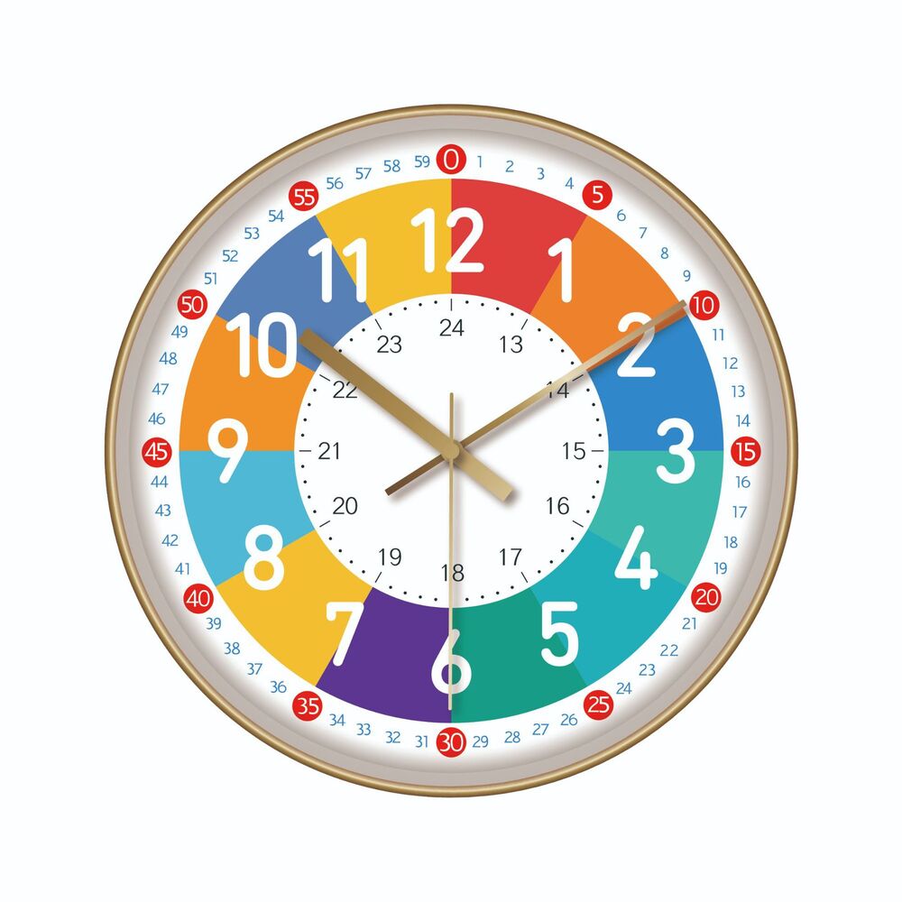 知育時計 静か 時計 アナログ 静音 通販 壁掛け 掛け時計 壁掛け時計 学習時計 アナログ時計 知育玩具 カラフル 大文字 時間管理 学習 キッズ 子供用 知育時計 | BACKYARD FAMILY | 15