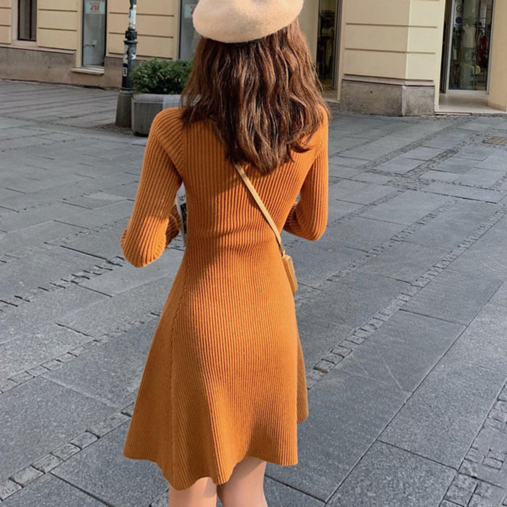 ニットワンピース 通販ニットワンピース ミニ丈 ワンピース ニット ワンピ 長袖 ながそで 秋冬 きれいめ 綺麗 aライン Aライン 女の子 ニットワンピース | ブランド登録なし | 01