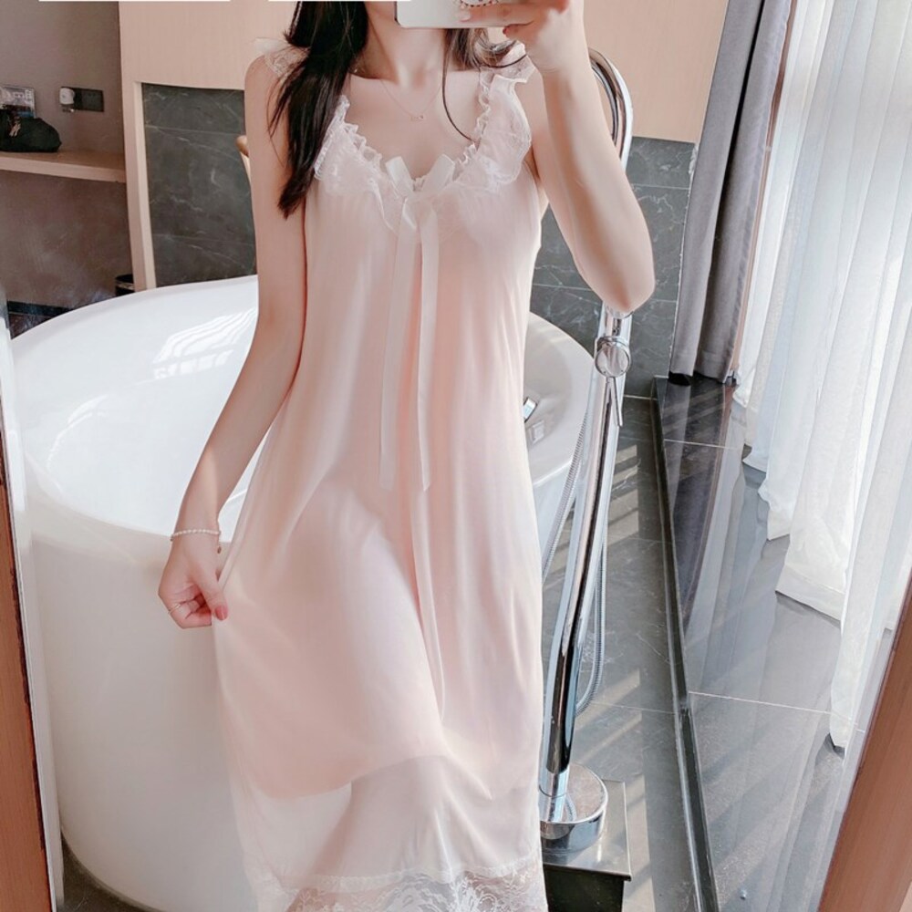 ネグリジェ ワンピース 姫 通販 ルームウェア レディース 綿 コットン カワイイ フリル 可愛い シースルー セクシー 夏 春 ゆったり Aライン 寝巻き  ネグリジェ | ブランド登録なし | 02