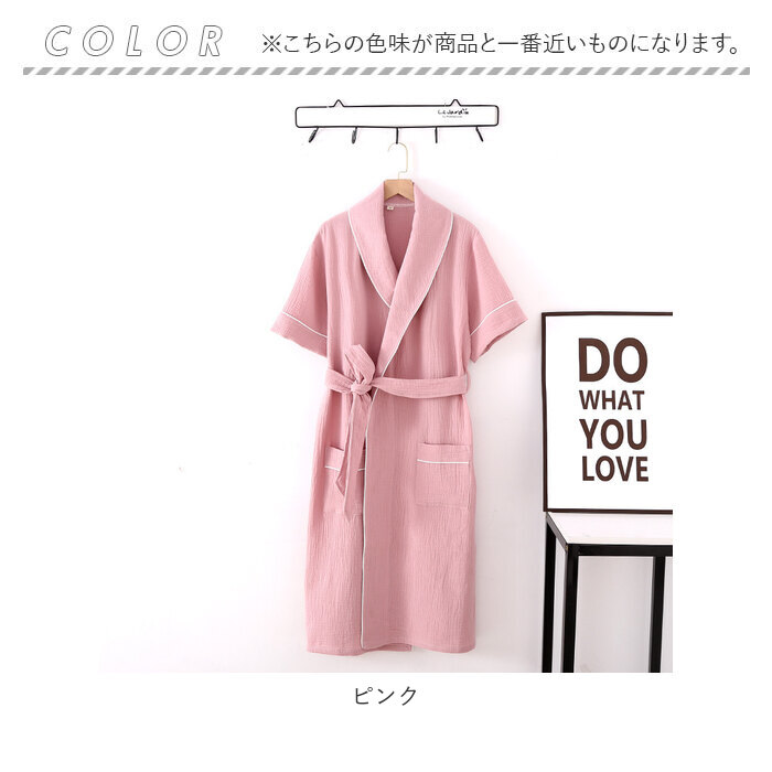 バスローブ 通販バスローブ レディース ルームウェア 半袖 綿100% コットン 100 ガーゼ 部屋着 シンプル 無地 夏 春 ゆったり 柔らかい 湯上がり  バスローブ | ブランド登録なし | 19