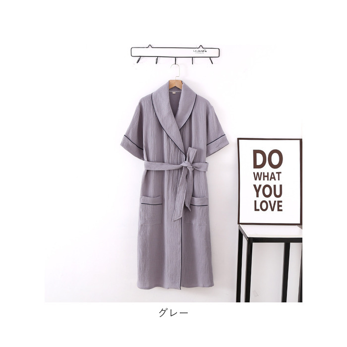 バスローブ 通販バスローブ レディース ルームウェア 半袖 綿100% コットン 100 ガーゼ 部屋着 シンプル 無地 夏 春 ゆったり 柔らかい 湯上がり  バスローブ | ブランド登録なし | 20