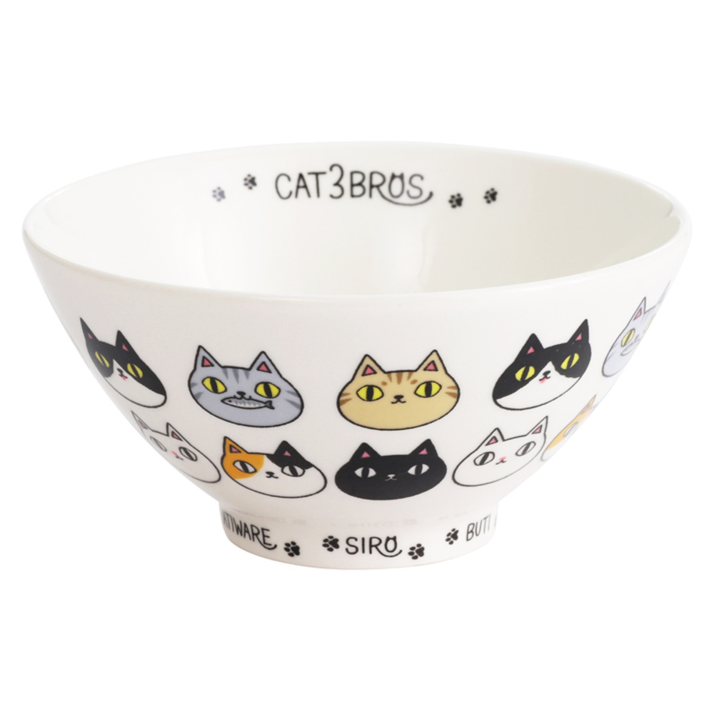 にゃん屋 猫3兄弟 お茶碗 通販 日本製 飯椀 ご飯茶碗 茶碗 茶わん 猫 ねこ ネコ 耳付き キャラクター 猫柄 ネコ柄 食器 可愛らしい キッチン雑貨 にゃん屋 | BACKYARD FAMILY | 02
