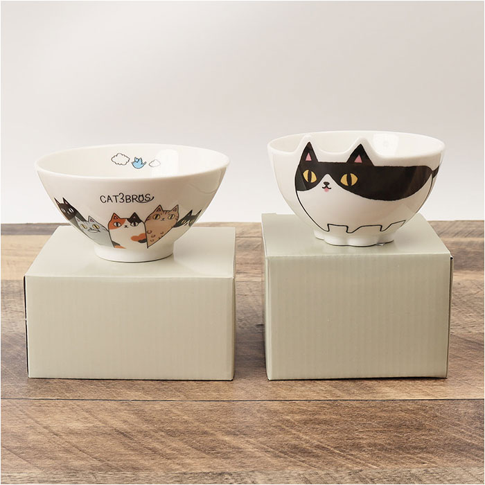にゃん屋 猫3兄弟 お茶碗 通販 日本製 飯椀 ご飯茶碗 茶碗 茶わん 猫 ねこ ネコ 耳付き キャラクター 猫柄 ネコ柄 食器 可愛らしい キッチン雑貨 にゃん屋 | BACKYARD FAMILY | 12