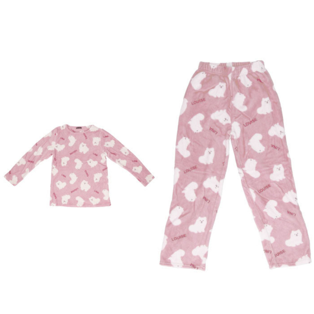 パジャマ レディース 長袖 通販 ルームウェア 上下セット 部屋着 おしゃれ かわいい マイクロファイバー セットアップ クルーネック 女性 ズボン パジャマ | ふわもこ | 09