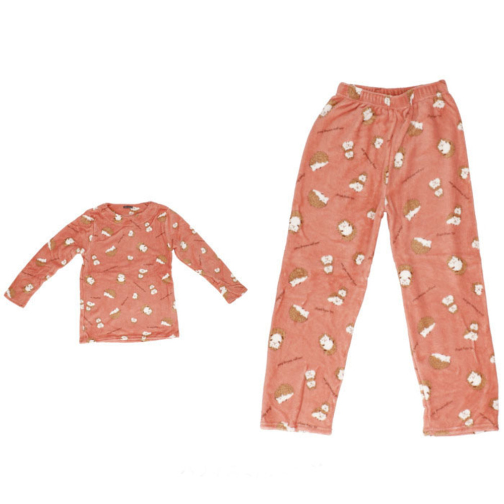 パジャマ レディース 長袖 通販 ルームウェア 上下セット 部屋着 おしゃれ かわいい マイクロファイバー セットアップ クルーネック 女性 ズボン パジャマ | ふわもこ | 16