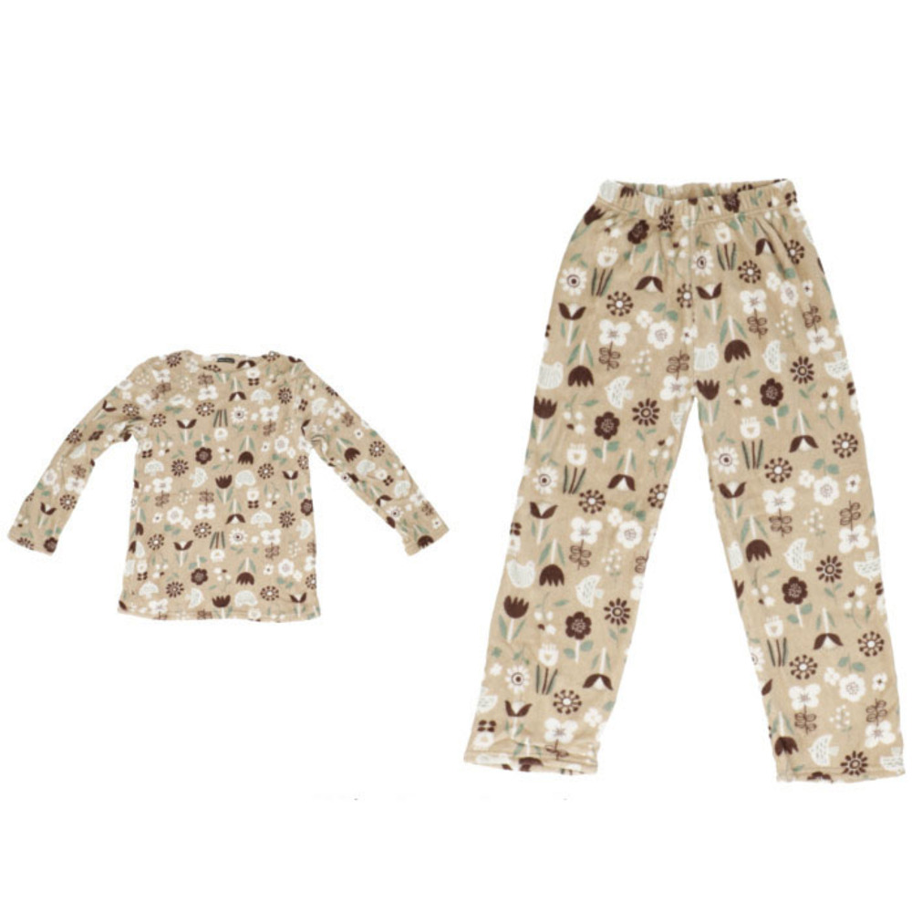 パジャマ レディース 長袖 通販 ルームウェア 上下セット 部屋着 おしゃれ かわいい マイクロファイバー セットアップ クルーネック 女性 ズボン パジャマ | ふわもこ | 07