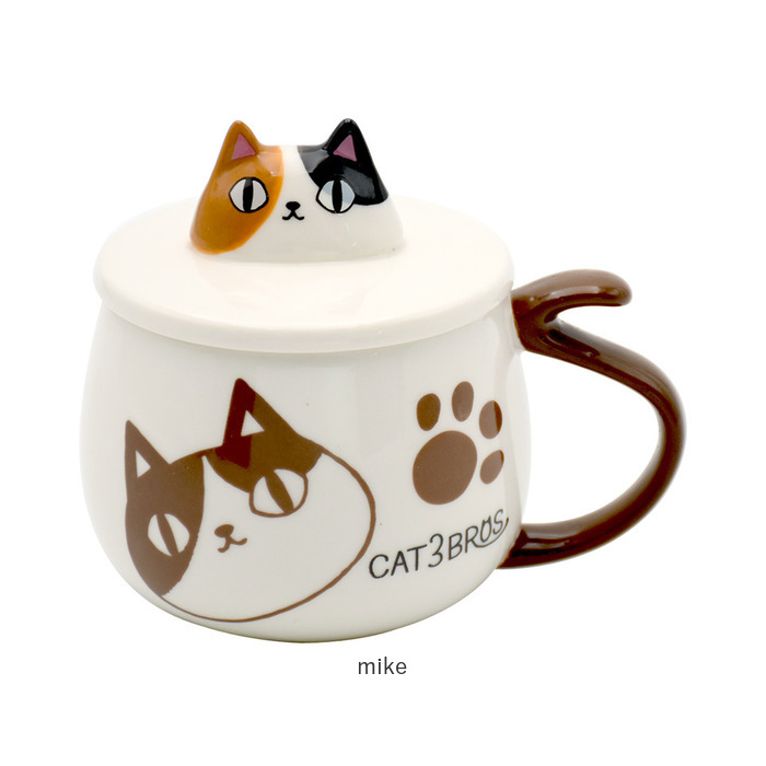 セラミック藍 マグカップ 通販 にゃん屋 猫3兄弟 マグ カップ 蓋付きマグカップ 陶器 蓋つきマグ フタ付き コップ 食器 猫 ネコ ねこ ギフト セラミック藍 | BACKYARD FAMILY | 09