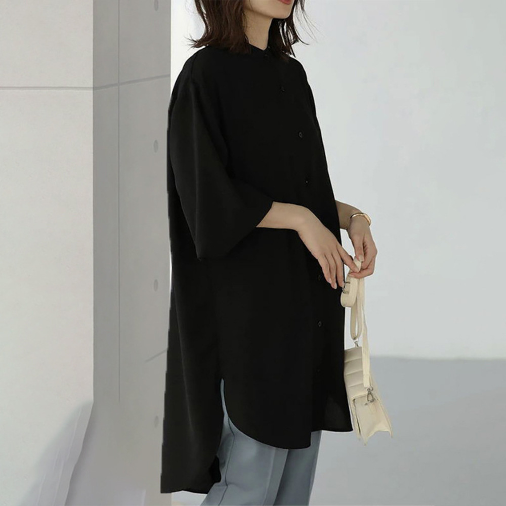 ロングシャツ レディース 長袖 通販 トップス シャツ チュニック かわいい おしゃれ ゆったり 上品 体型カバー 前開き ロング丈 | BACKYARD FAMILY | 02