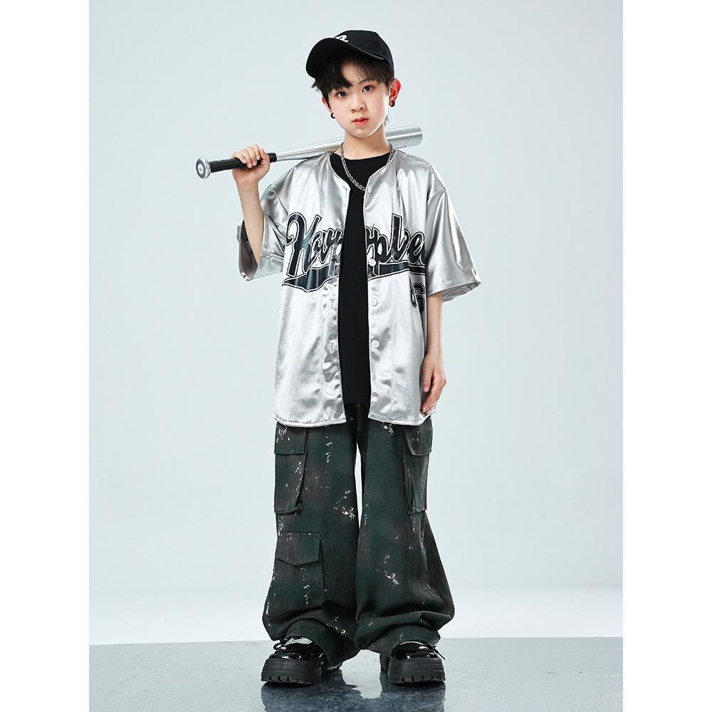 ダンス衣装 セットアップ キッズ 通販 ダンス 衣装 HIPHOP 半袖シャツ 半袖 ヒップホップダンス ベースボールシャツ ヒップホップ衣装 ダンス衣装 | BACKYARD FAMILY | 02