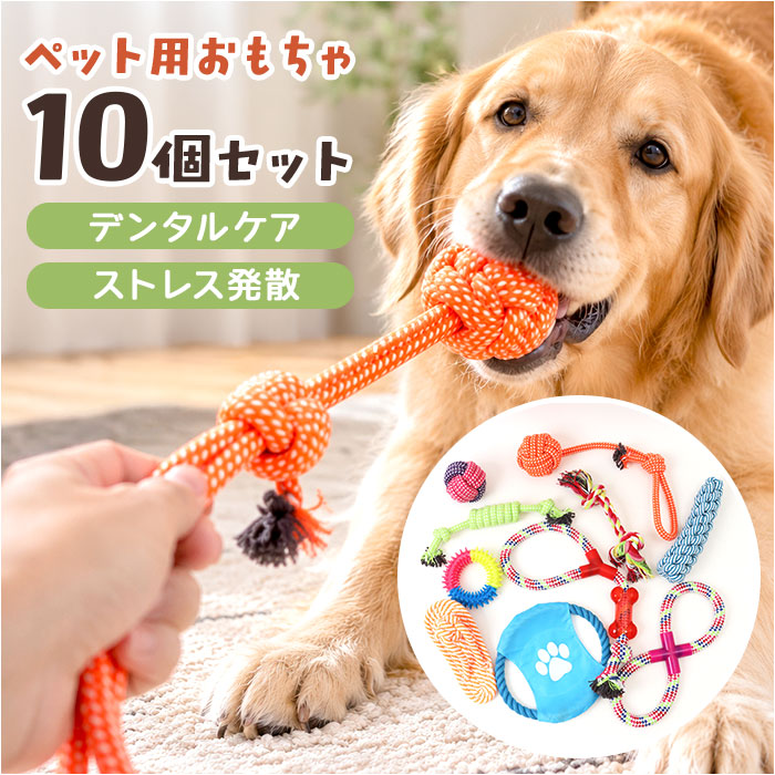 犬 おもちゃ 10個セット 通販 コットンロープ デンタルケア 運動不足解消 引っ張り合い 一人遊び 投げて遊ぶ 水洗い可能 耐久性抜群 噛むおもちゃ | BACKYARD FAMILY