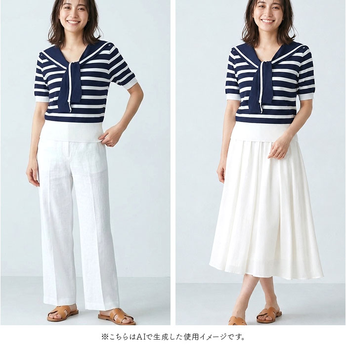 サマーニット レディース 通販 セーラーカラー ボーダー ニット 半袖 サマーセーター セーター ニットTシャツ 半袖ニット ニットウェア サマーニット | BACKYARD FAMILY | 08