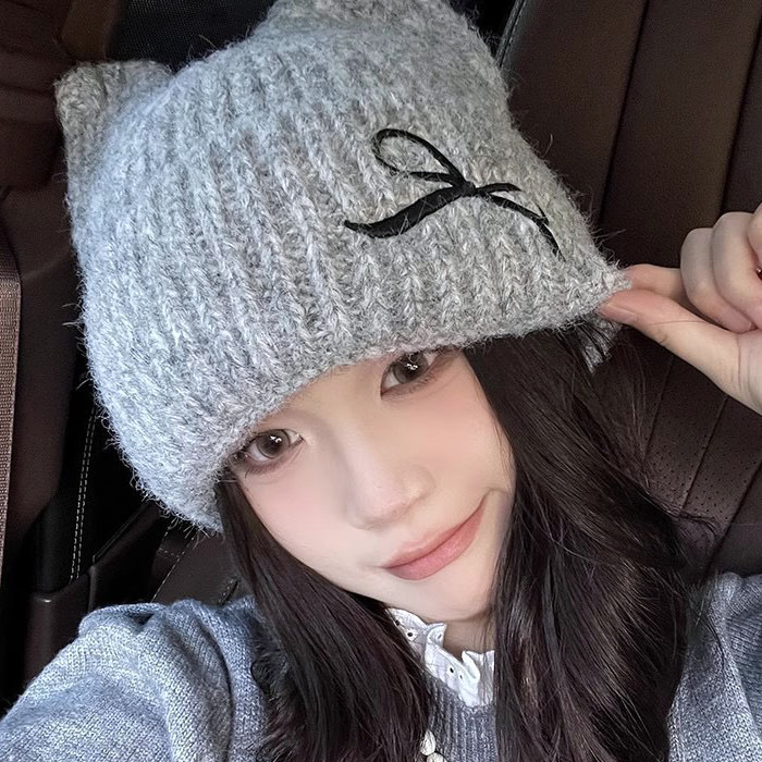 猫耳ニット帽 レディース 通販 ニット帽子 ねこみみ帽子 ネコ耳ハット 防寒 秋冬 あったか ニットキャップ リブ編み ビーニー かわいい おしゃれ | BACKYARD FAMILY | 13