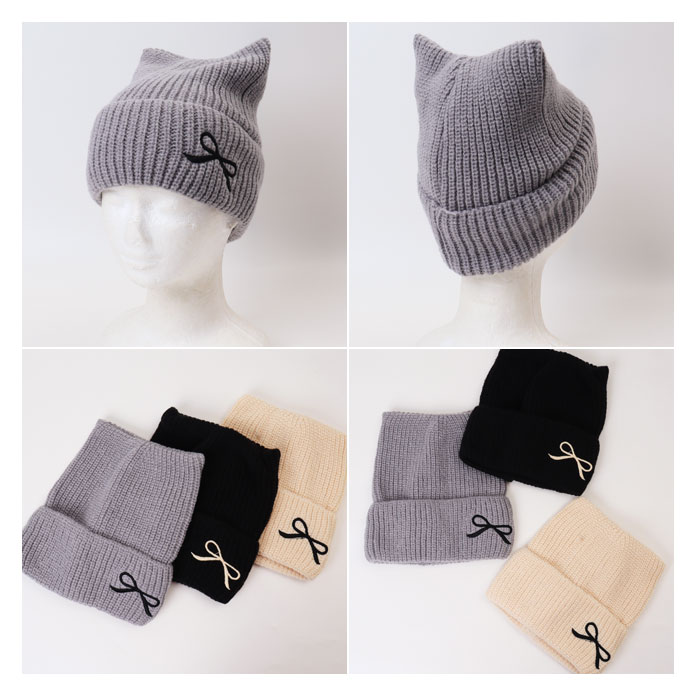 猫耳ニット帽 レディース 通販 ニット帽子 ねこみみ帽子 ネコ耳ハット 防寒 秋冬 あったか ニットキャップ リブ編み ビーニー かわいい おしゃれ | BACKYARD FAMILY | 14