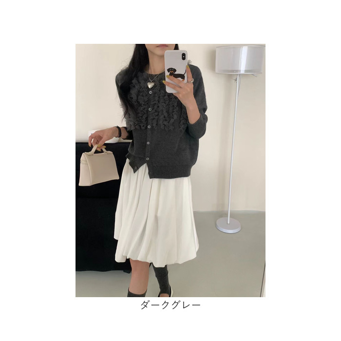 カーディガン レディース 通販 チュールフリル ニットカーディガン ニット セーター 羽織り 丸首 トップス 長袖 秋冬 春 秋 冬 クルーネック | BACKYARD FAMILY | 21