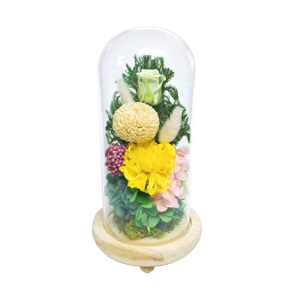 プリザーブドフラワー 仏花 通販 お供えガラスドーム 光莉 ひかり