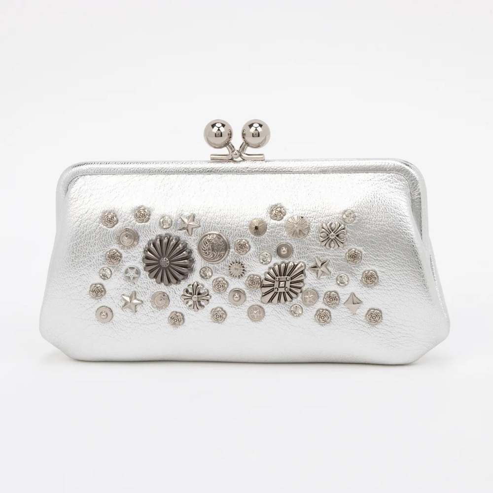 ペルケ がま口 財布 80-06-00101 通販 長財布 ロングウォレット がま口財布 がまぐち長財布 がまぐち財布 お財布 マルチスタッズがま口ロングウォレット | perche | 03