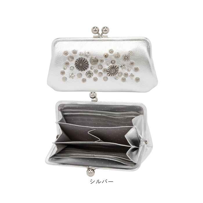 ペルケ がま口 財布 80-06-00101 通販 長財布 ロングウォレット がま口財布 がまぐち長財布 がまぐち財布 お財布 マルチスタッズがま口ロングウォレット | perche | 15