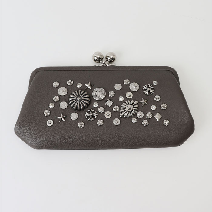 ペルケ がま口 財布 80-06-00101 通販 長財布 ロングウォレット がま口財布 がまぐち長財布 がまぐち財布 お財布 マルチスタッズがま口ロングウォレット | perche | 10