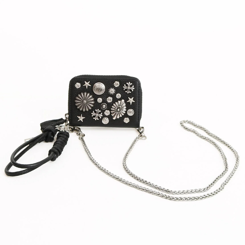 ペルケ ウォレットショルダー perche 80-06-00102 通販 お財布 財布 マルチスタッズ スマホ ストラップホルダー シート 小銭入れ ミニ サイフ 合皮 ペルケ |  | 01