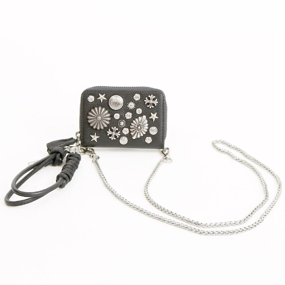 ペルケ ウォレットショルダー perche 80-06-00102 通販 お財布 財布 マルチスタッズ スマホ ストラップホルダー シート 小銭入れ ミニ サイフ 合皮 ペルケ |  | 04