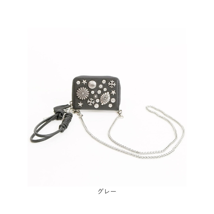 ペルケ ウォレットショルダー perche 80-06-00102 通販 お財布 財布 マルチスタッズ スマホ ストラップホルダー シート 小銭入れ ミニ サイフ 合皮 ペルケ |  | 20