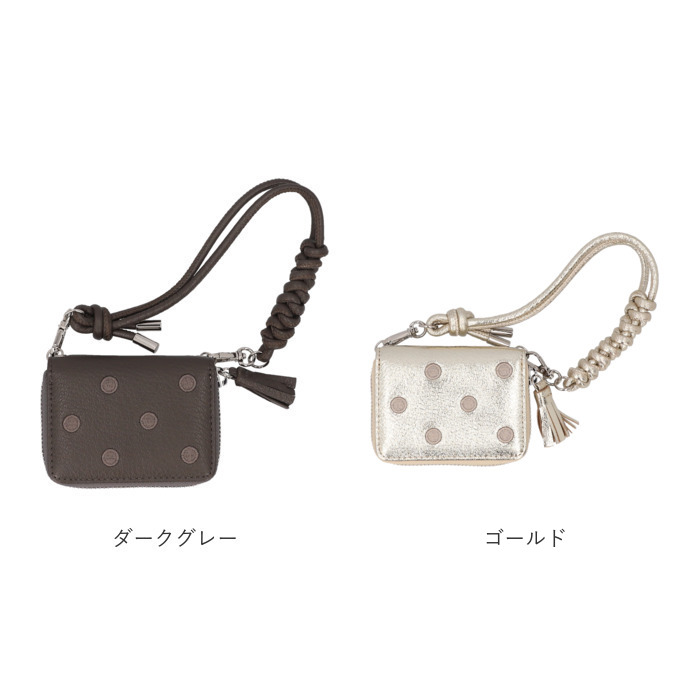 ペルケ ウォレットショルダー perche 80-06-00140 通販 お財布 財布 ドット刺繍 スマホ ストラップホルダー シート 小銭入れ ミニ財布 サイフ 革 ペルケ | perche | 23