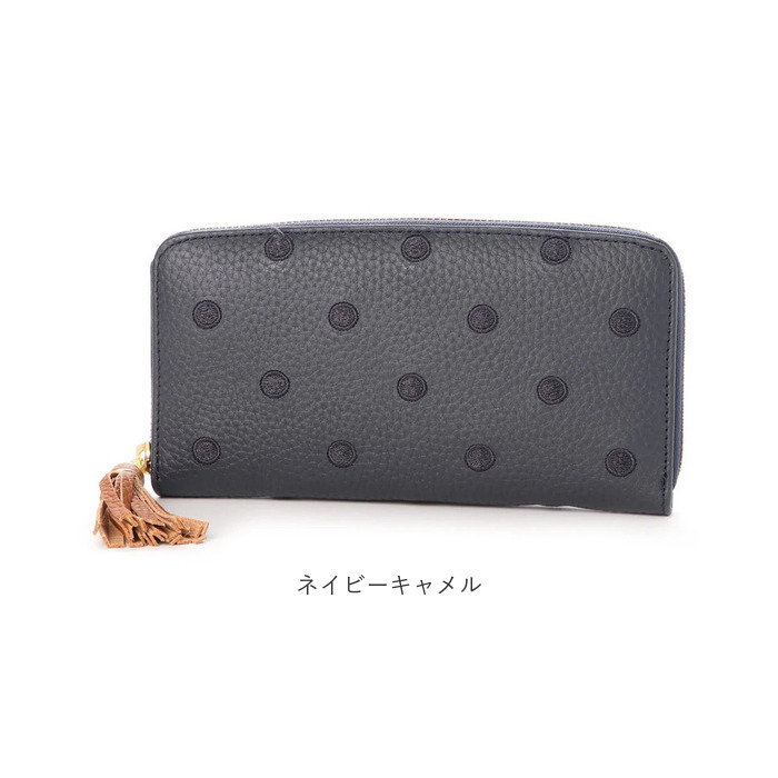 ペルケ perche ペルケ 財布 08-06-02970 通販 牛革ドット刺繍ラウンド長財布 長財布 長サイフ ながさいふ 本革 ロングウォレット レディース | perche | 21