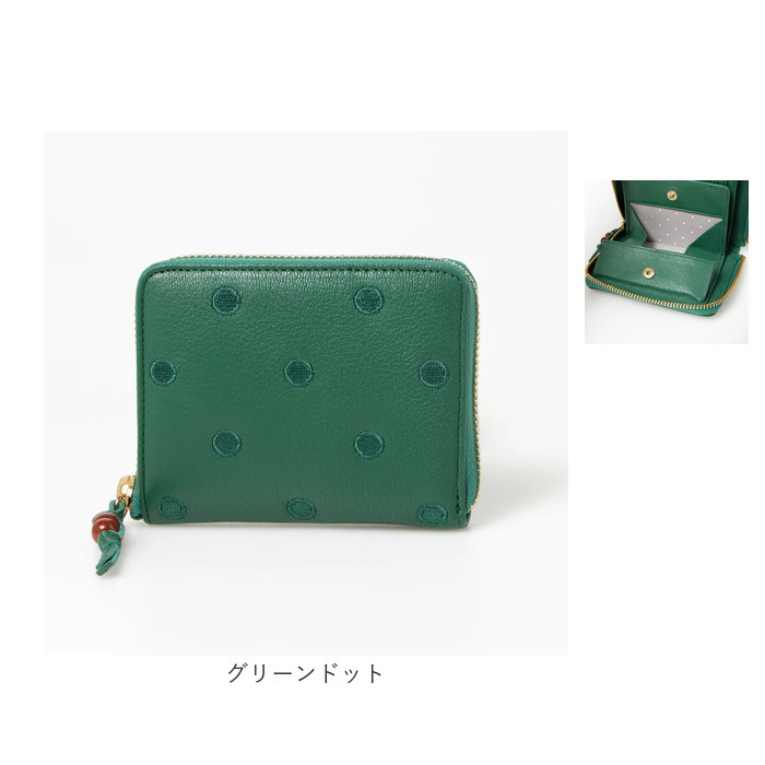 ペルケ perche ペルケ 財布 08-06-03900 通販 ドット刺繍ラウンドパームフィットウォレット 二つ折り財布 二折 小銭入れ有 本革 ミニ財布 折財布 | perche | 17