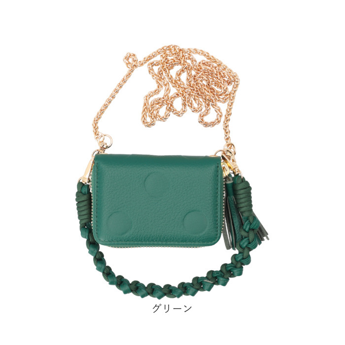 ペルケ ウォレットショルダー perche 08-06-03914 通販 お財布 財布 ドット型押し スマホ ストラップホルダー シート 小銭入れ ミニ財布 サイフ 革 ペルケ | perche | 20