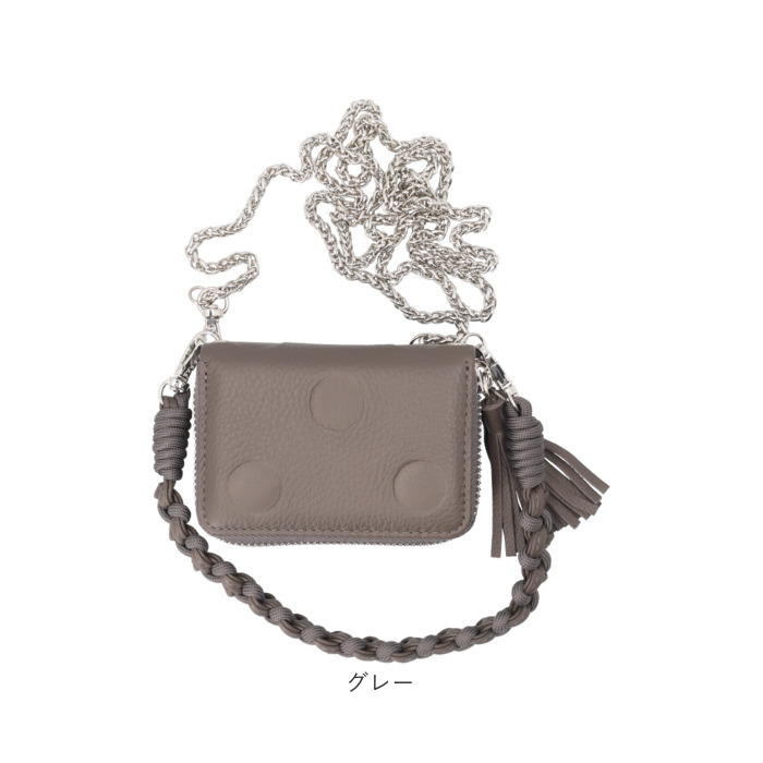 ペルケ ウォレットショルダー perche 08-06-03914 通販 お財布 財布 ドット型押し スマホ ストラップホルダー シート 小銭入れ ミニ財布 サイフ 革 ペルケ | perche | 24