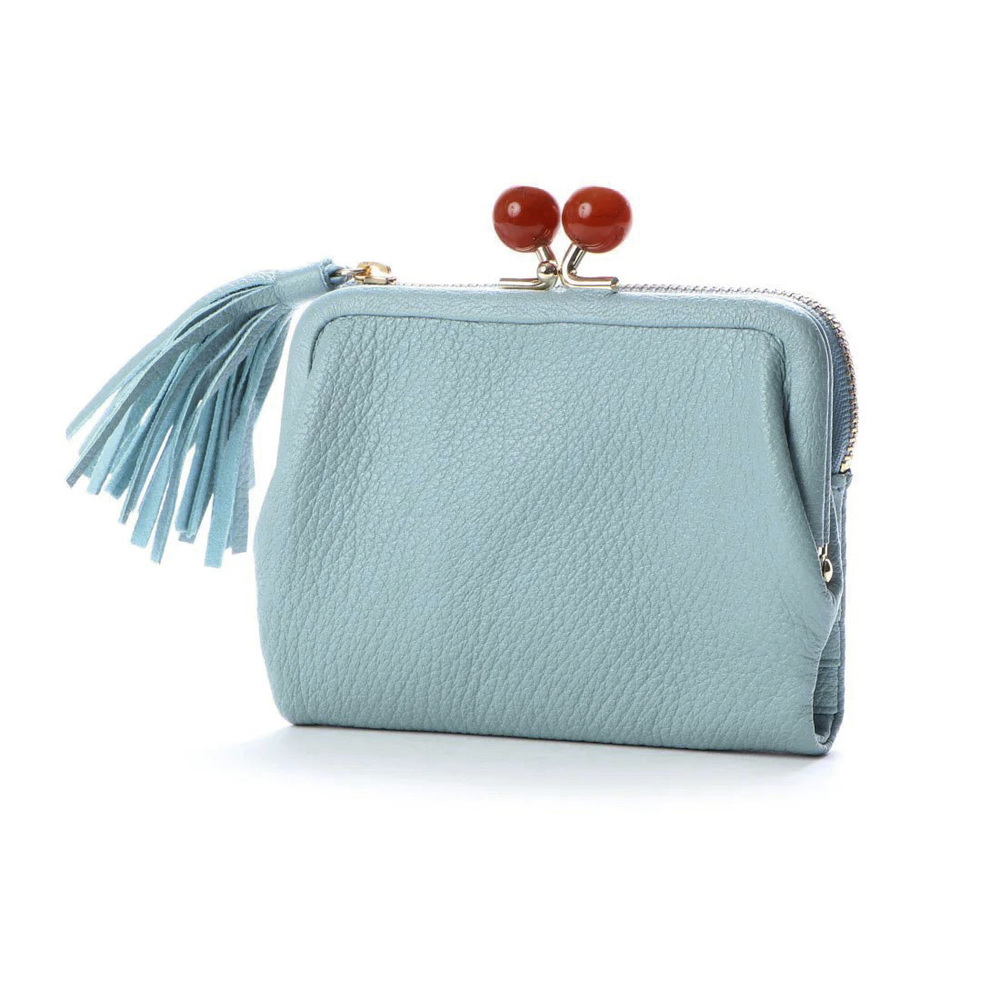 ペルケ 通販ペルケ perche 財布 二つ折り財布 折り財布 折財布 アクリル玉 2つ折りガマ口 がま口財布 ミニウォレット ミニ財布 サイフ さいふ 革 レザー | Lavender | 11