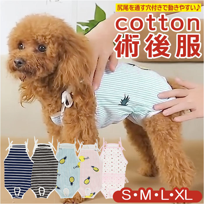 ハンドメイド犬服【隣の芝は猫】 楽天市場】背中開き術後服カバーオール ドッグウエア 小型犬