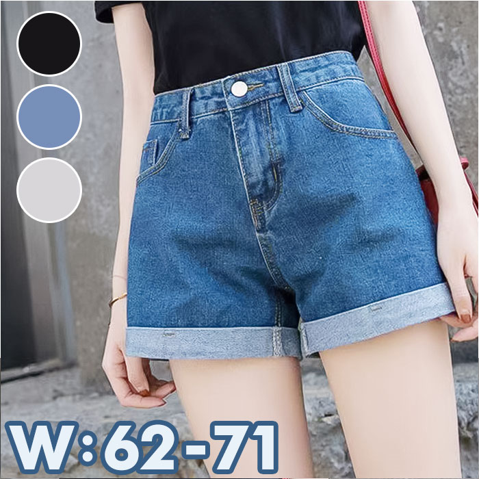 ショートパンツ 通販ショートパンツ デニム レディース 短パン ミニ丈 ショート丈 裾 ロールアップ 薄手 カジュアル アメカジ シンプル ショートパンツ | ブランド登録なし