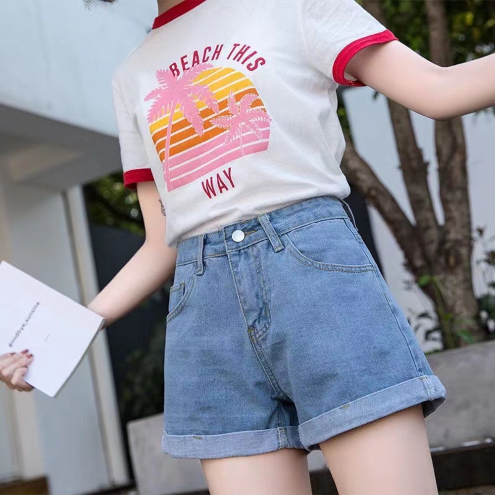 ショートパンツ 通販ショートパンツ デニム レディース 短パン ミニ丈 ショート丈 裾 ロールアップ 薄手 カジュアル アメカジ シンプル ショートパンツ | ブランド登録なし | 04