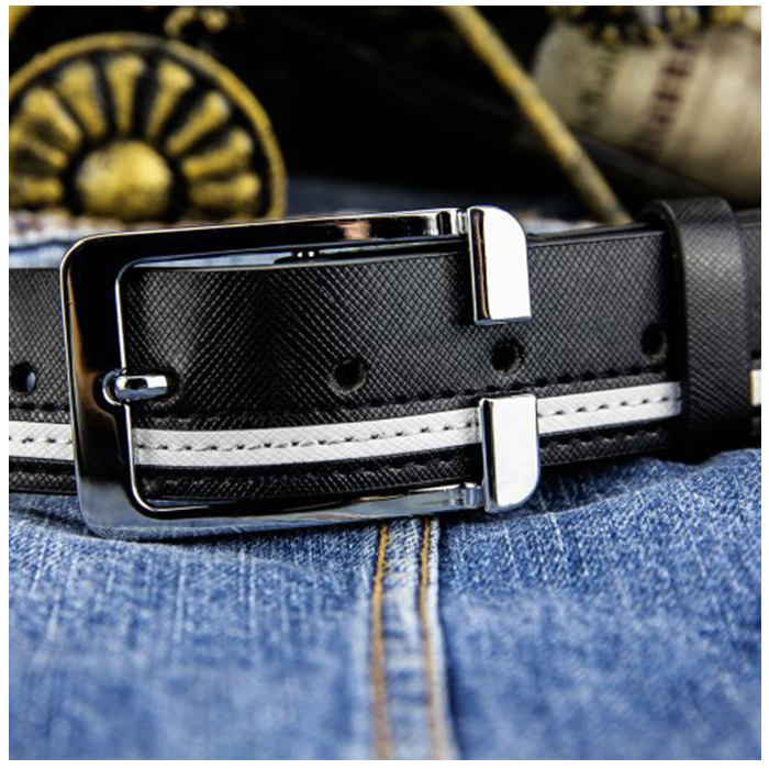 ベルト メンズ カジュアル 通販 レザーベルト 合皮 革 レザー ライン入り サイズ調整可能 ロング 大きいサイズ 通勤 通学 結婚式 ビジネス 学生 高校生 ベルト | ブランド登録なし | 07