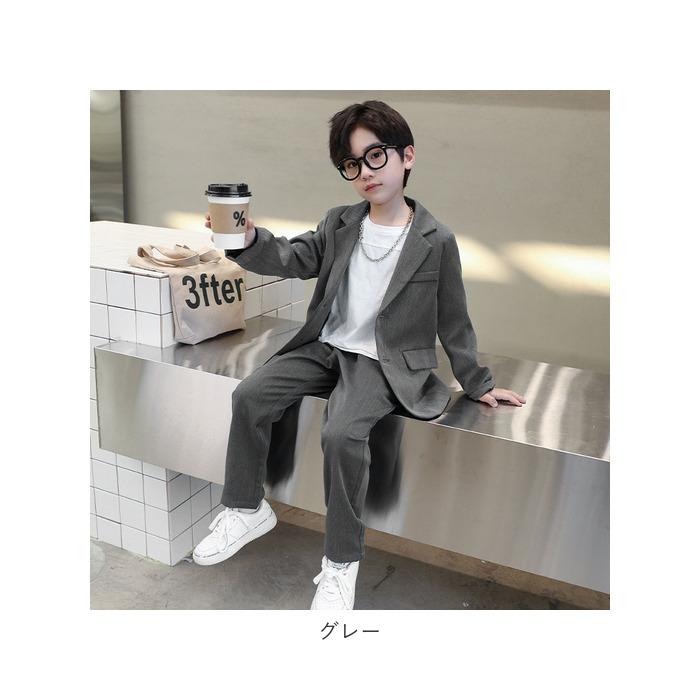 スーツ フォーマル 男の子 2点セット 通販 セットアップ ジャケット パンツスーツ ロングパンツ 長袖 無地 大きいサイズ ゆったり 子供服 子供 スーツ | ブランド登録なし | 19