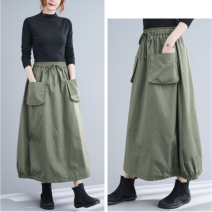 バルーンスカート ロングスカート 体型カバー レディース 通販 Aラインスカート スカート レディーススカート バルーン Aライン ウエストゴム バルーンスカート |  | 02