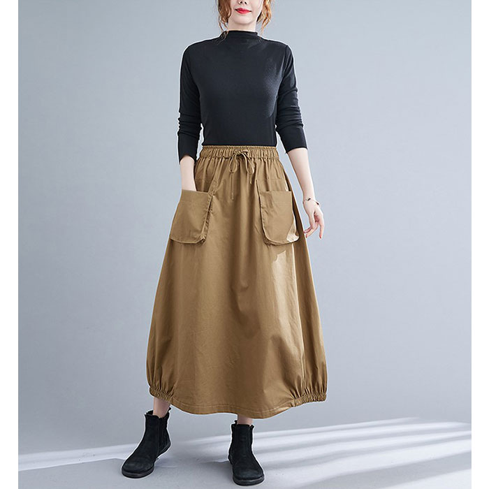 バルーンスカート ロングスカート 体型カバー レディース 通販 Aラインスカート スカート レディーススカート バルーン Aライン ウエストゴム バルーンスカート |  | 03