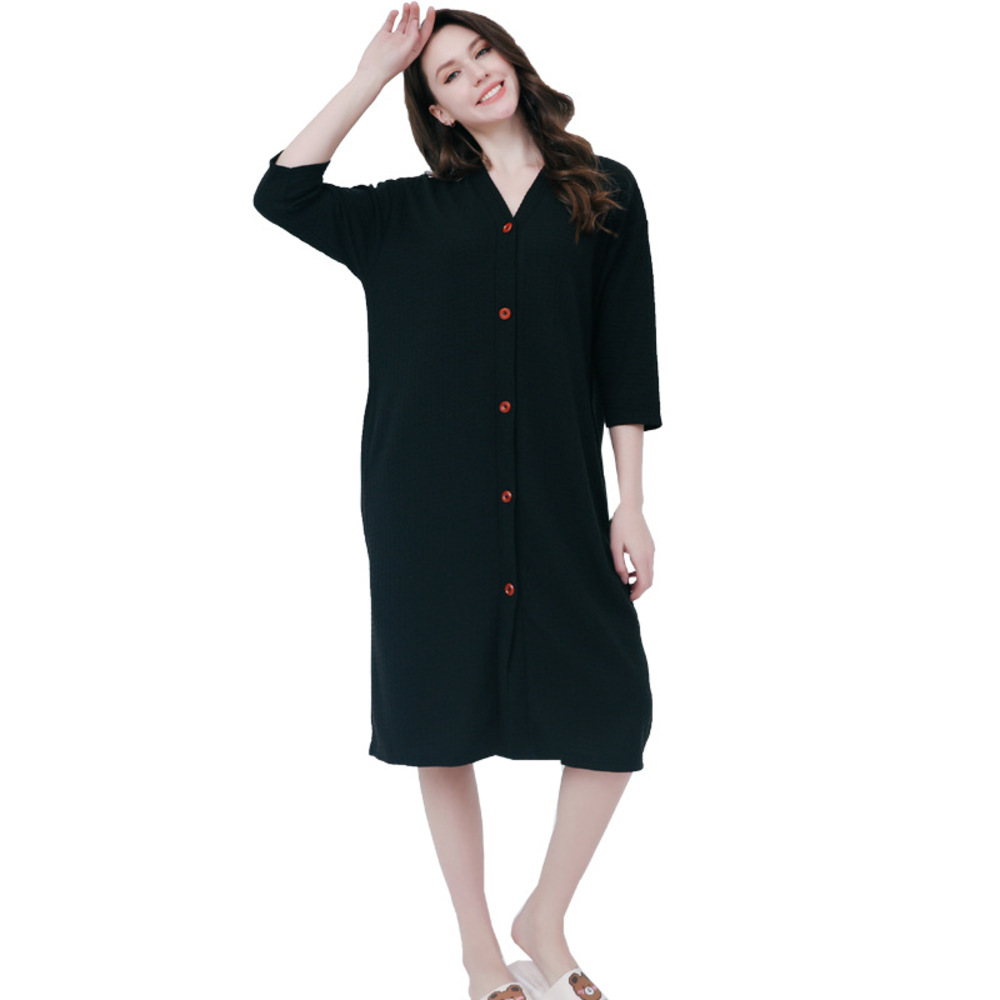 バスローブ ルームウェア 通販 ルームウエア ナイトウェア ナイトウエア パジャマ ワンピース ネグリジェ 部屋着 寝巻き 寝間着 スリーパー 七分袖 バスローブ | BACKYARD FAMILY | 03