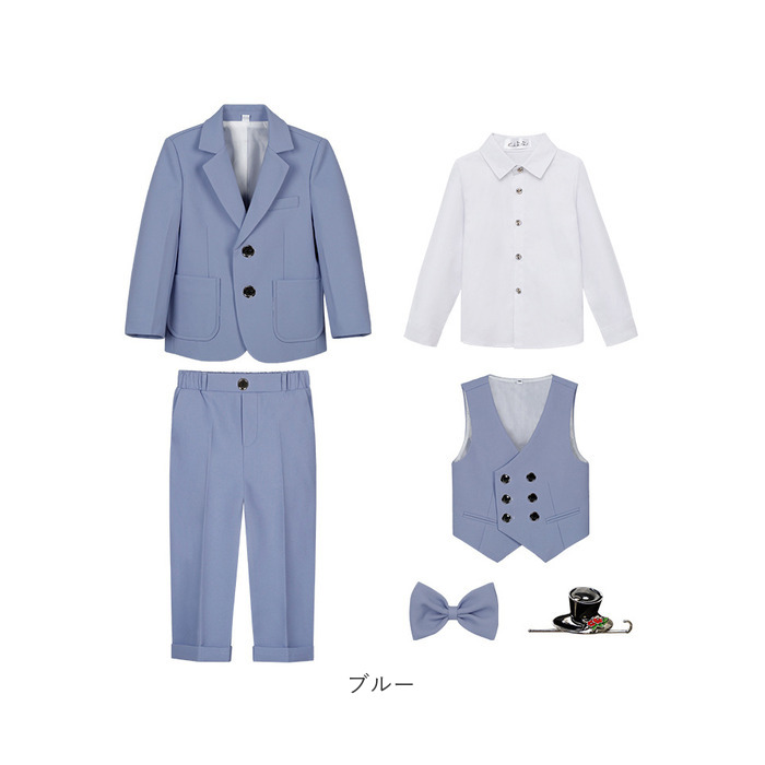 キッズ フォーマルスーツ 男の子 6点セット 通販 子供スーツ 子どもスーツ スーツ フォーマル 男子 6点 セット 無地 シンプル 長ズボン 蝶ネクタイ キッズ |  | 19