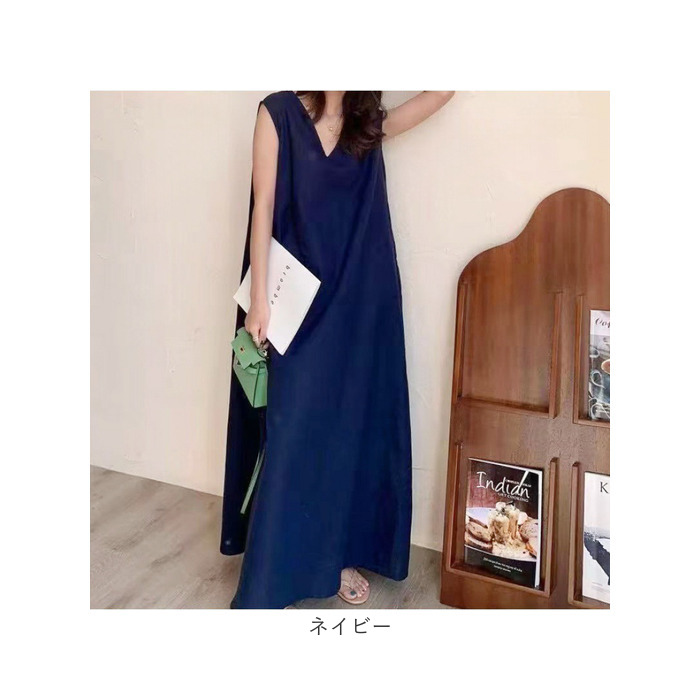 ワンピース レディース ノースリーブ vネック 通販 マキシワンピース マキシワンピ リネンワンピース ノースリーブワンピース ワンピ Aライン ワンピース | BACKYARD FAMILY | 18