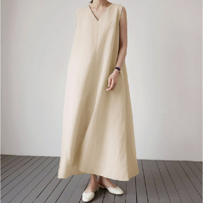 ワンピース レディース ノースリーブ vネック 通販 マキシワンピース マキシワンピ リネンワンピース ノースリーブワンピース ワンピ Aライン ワンピース | BACKYARD FAMILY | 06