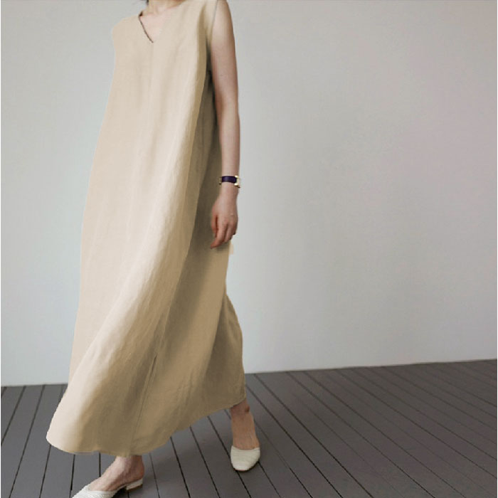 ワンピース レディース ノースリーブ vネック 通販 マキシワンピース マキシワンピ リネンワンピース ノースリーブワンピース ワンピ Aライン ワンピース | BACKYARD FAMILY | 07