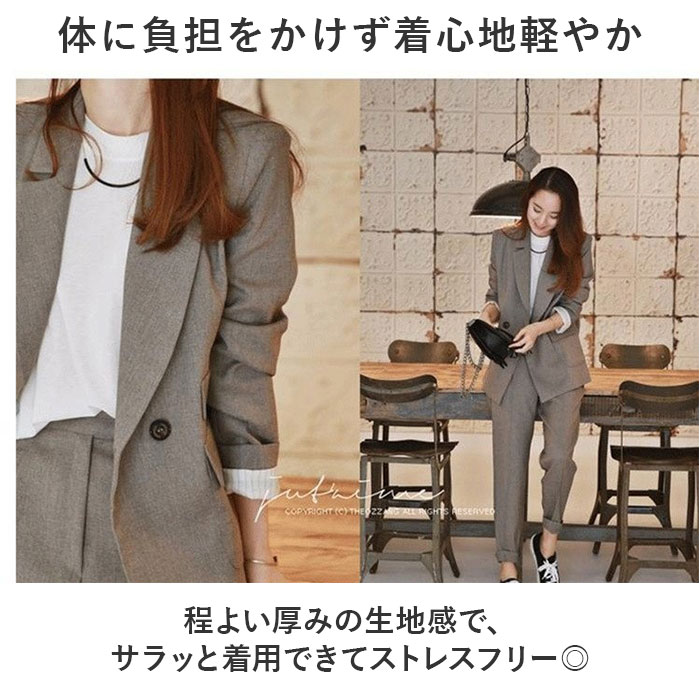 スーツ レディース カジュアル 通販 パンツスーツ セットアップ おしゃれ かっこいい ママスーツ 結婚式 セレモニー 大学生 2点セット 上下セット 長袖 スーツ |  | 04