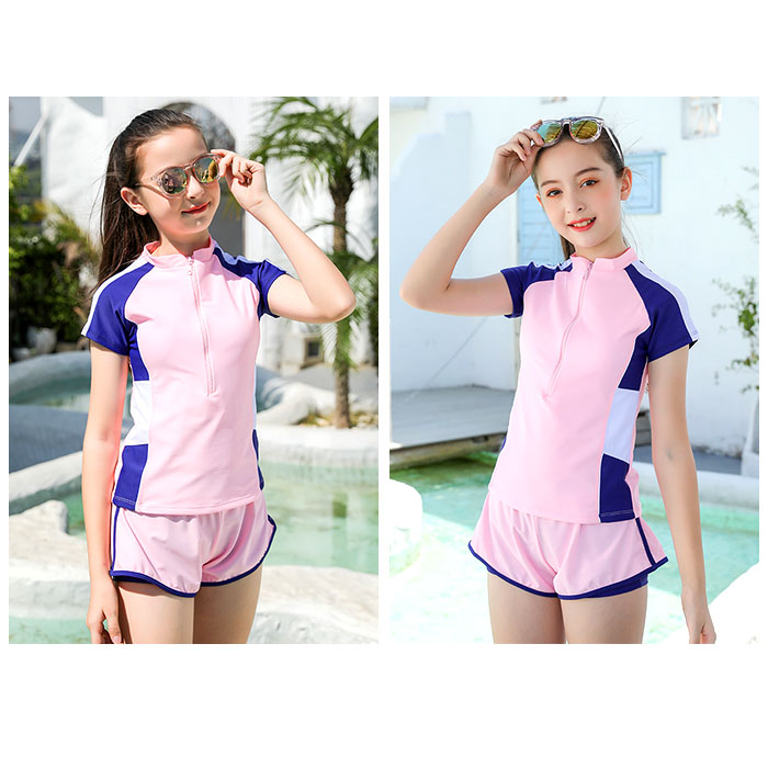 キッズ 通販キッズ 水着 2点セット 女の子 上下セット スクール水着 セパレート タンキニ 半袖 ラッシュガード ショートパンツ 子供 キッズ 動きやすい  キッズ | ブランド登録なし | 07