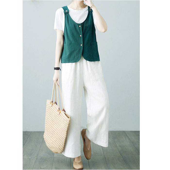 ベスト ジレ レディース 通販 ショート丈 春夏 ナチュラル シンプル 前開き トップス レイヤード カジュアル ノースリーブ 無地 ポケット付き 薄手 ベスト | BACKYARD FAMILY | 10