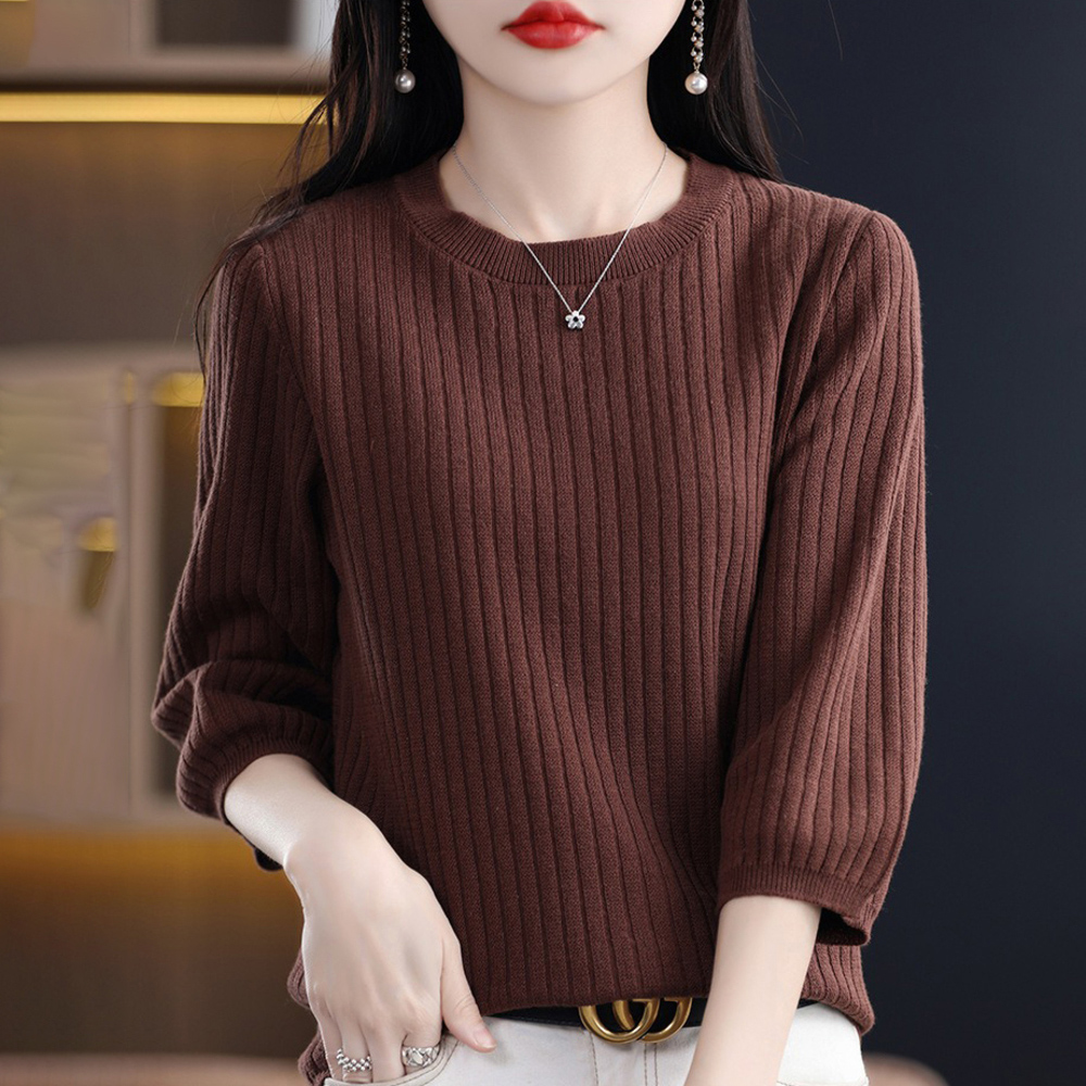 ニット 7分袖 レディース 通販 サマーニット サマーセーター セーター ニットTシャツ 半袖ニット ニットウェア 七分袖 クルーネック 上品 きれいめ 無地 | BACKYARD FAMILY | 03